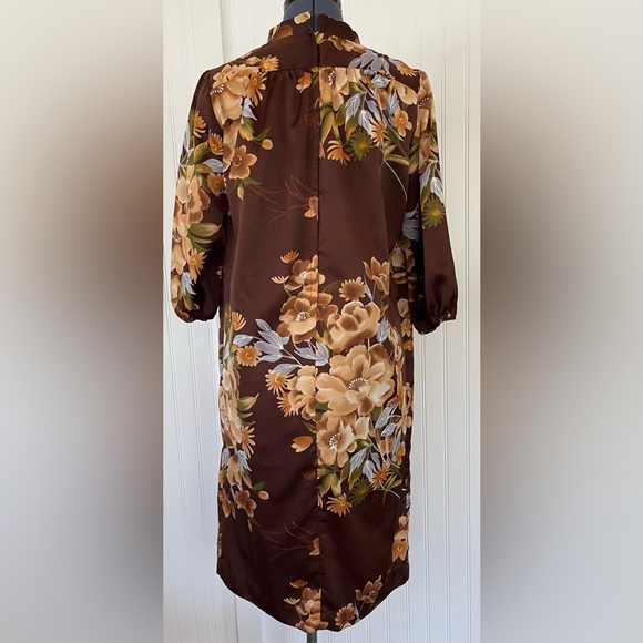 Vintage 60s 70s Brown Hawaiian Dress Casual Mumu MuuMuu House Dress Nightgown - Picture 7 of 14